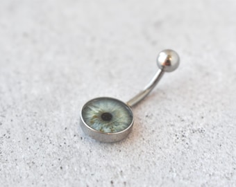 Custom Iris Eye Resin Belly Button Ring – Personalized Eye Jewelry (Made to Order)