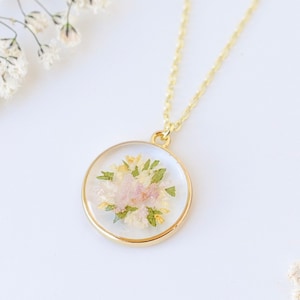 Custom made to order pressed flower necklace resin funeral flowers, wedding flowers, special flowers, etc. image 4