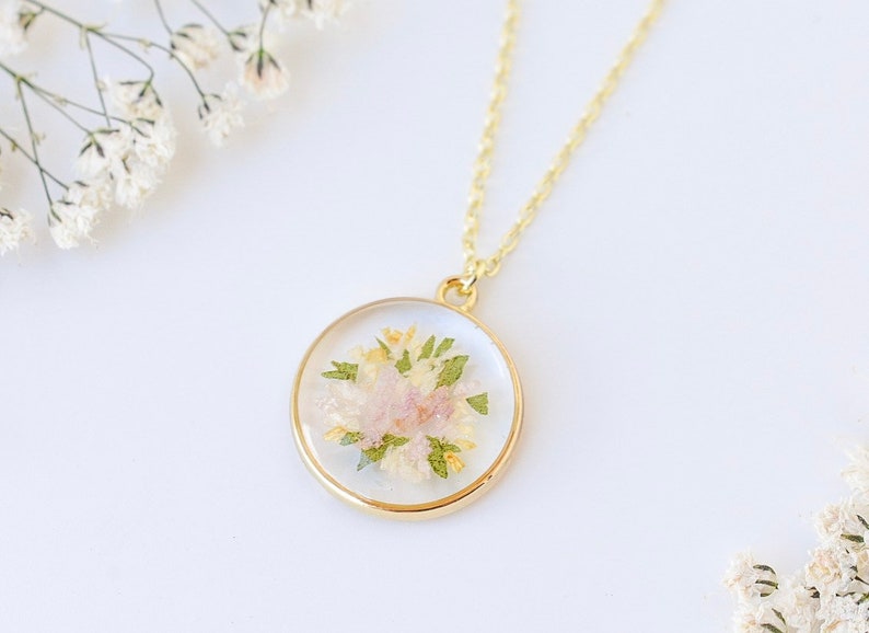 Custom made to order pressed flower necklace resin funeral flowers, wedding flowers, special flowers, etc. image 4