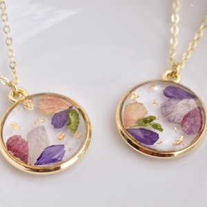 Benutzerdefinierte Hochzeitsstrauß (auf Bestellung) gepresste Blumenhalskette l Blumenerhaltungs-Andenken l Geschenk für Bräute l Harzschmuck