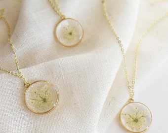 Queen Anne’s Lace Flower Necklace- Real Flowers from Oregon in Resin | unique gifts for a mother, healing, loss of child, hope and rebirth