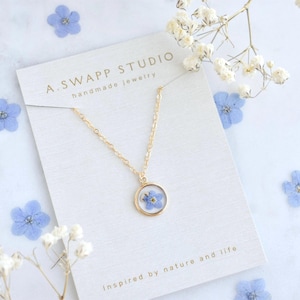 Gold Filled Miscarriage Necklace • Forget Me Not & Baby’s Breath Jewelry • Waterproof Pregnancy Loss Remembrance Gift, Gift for Mothers