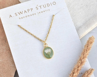 Baby’s Breath Flower Necklace | Colorful Handmade Nature Resin Jewelry | Pressed Flowers | Symbol of new beginnings and devotion, etc.