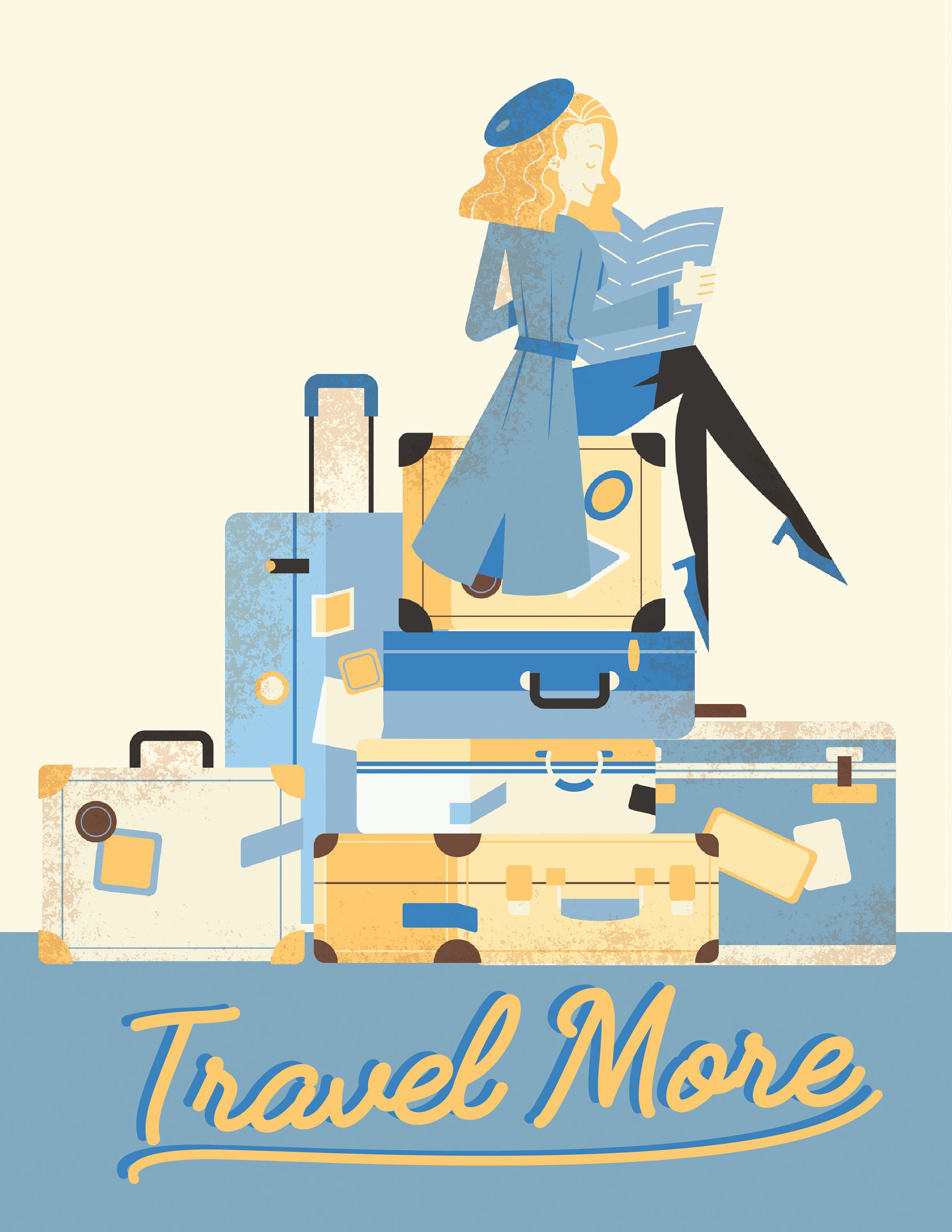 Travel More Art Print Colorful Travel Art Art Print 5x7 Etsy