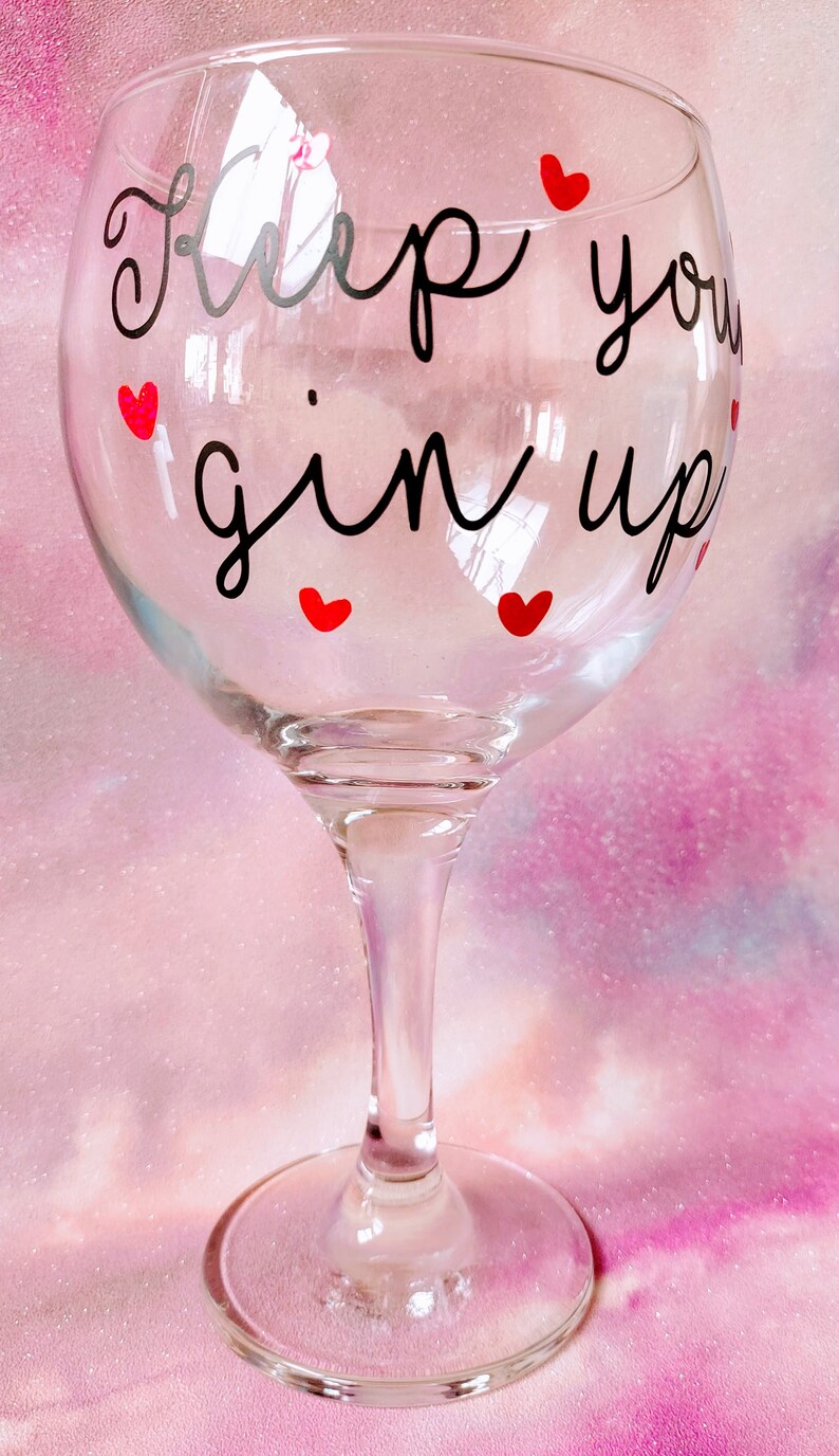 Keep your gin up gin glass pun funny gin glass novelty gin Etsy