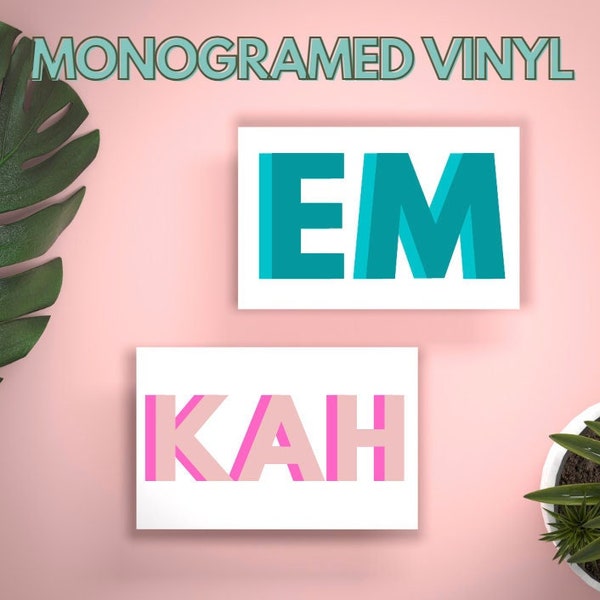 Double Layer Vinyl Monogram Decal Sticker - Thick Font 2-3 Letters | Shadow Monogram | Yeti Cooler - Phone - Car Monogram - Laptop Monogram