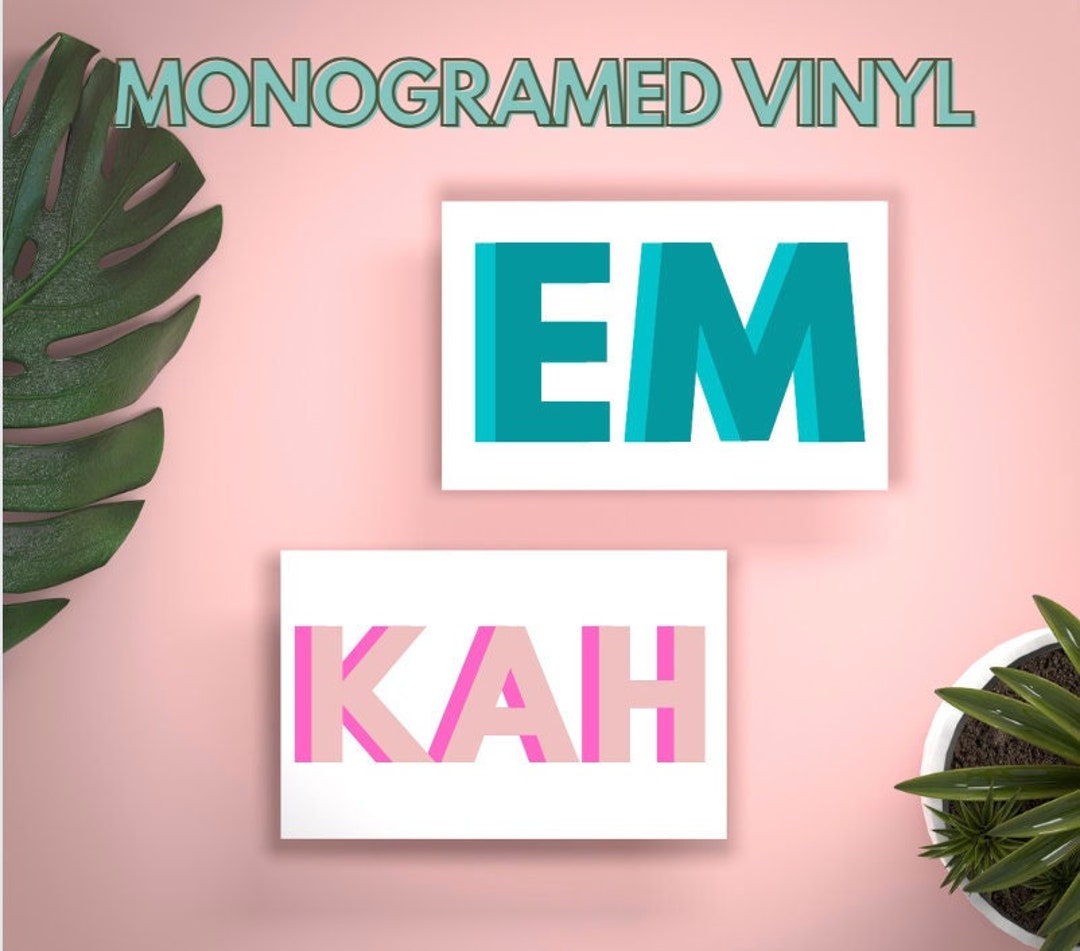 Double Layer Vinyl Monogram Decal Sticker Thick Font 23 Letters Shadow
