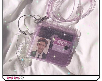 Bling jelly kawaii wallet, transparent Idol card holder with lanyard, pink bus card holder, purple small coin purse, DIY sticker Pouches