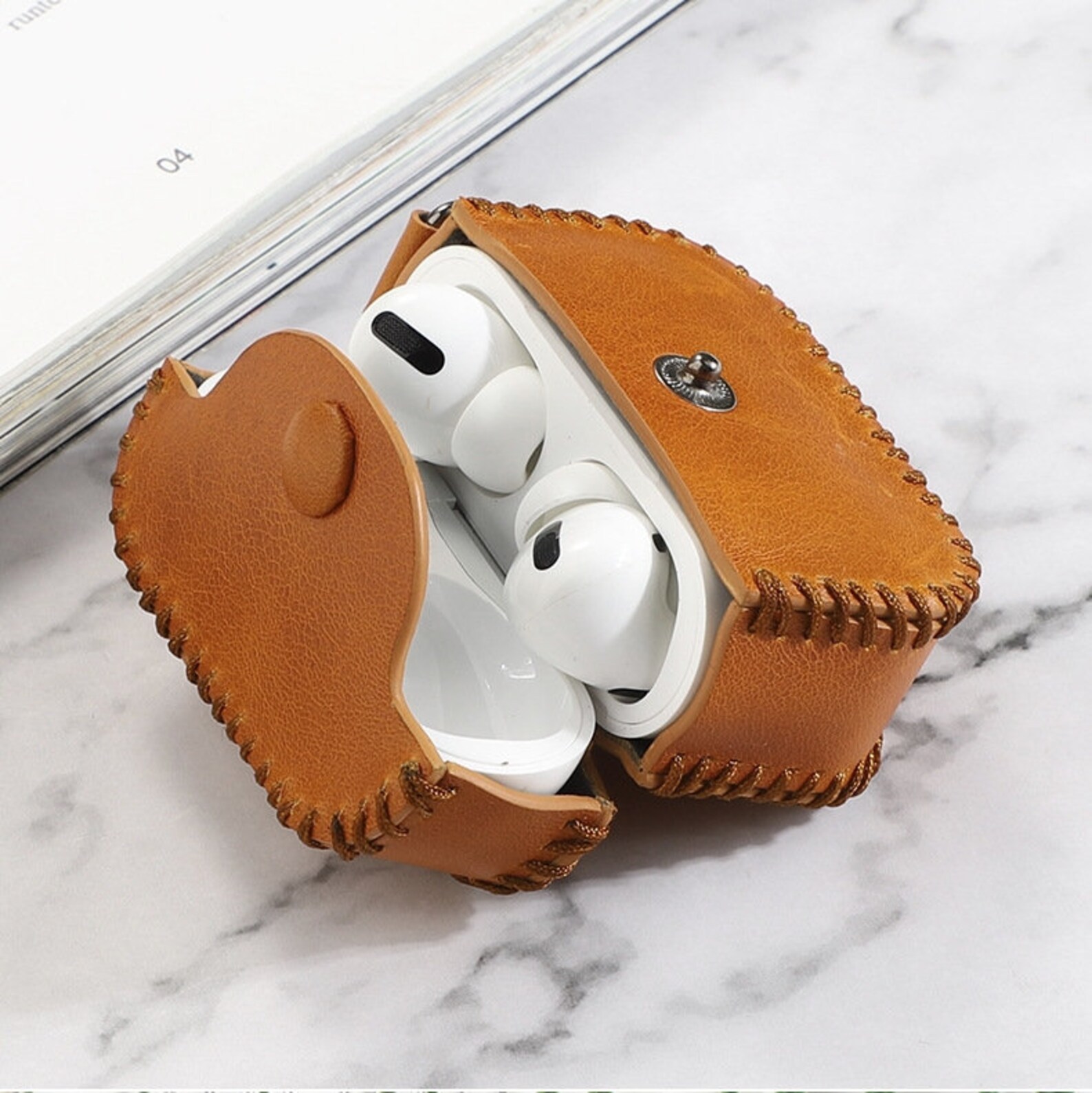 Genuine Leather material Airpods pro Case Cover with Metal Etsy