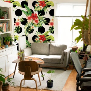 Flores de puntos / Mural de pared / Papel tapiz floral / Autoadhesivo / Papel tapiz tradicional / Envío exprés / N.° 35