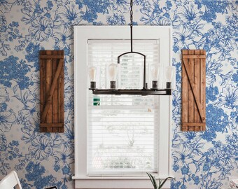Blue Floral Wallpaper Mural: Peel and Stick or Traditional