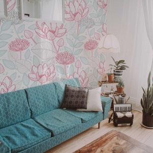 Minimalistische Blumen | Wandbild | Blumentapete | Selbstklebend | Traditionelle Tapete | Express Versand |  #22