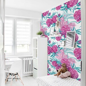 rosa Blumen | Wandbild | Blumentapete | Selbstklebend | Traditionelle Tapete | Express Versand |  #26