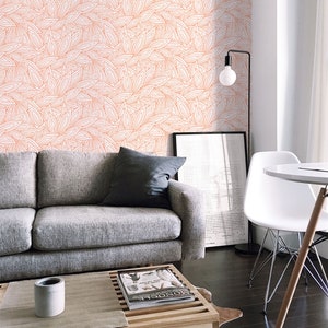 Cute Red Contour Autumn Leaves | Removable Wallpaper | Exclusive Wall Mural |  Premium Wall Art |  Express Shipping |  #258