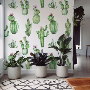 Cactus / Mural de pared / Papel pintado floral / Autoadhesivo / Papel pintado tradicional / Envío exprés / N.° 3