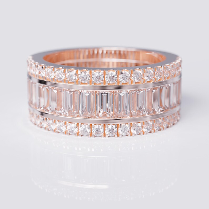 Baguette Cut Lab Grown Diamond Wedding Band: 14k Gold Stackable Ring - Etsy