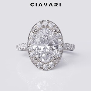 2.20 Carat Oval Cut Engagement Ring with Halo / Oval Engagement Ring / Cathedral Style Shank / IGI Certified Diamond