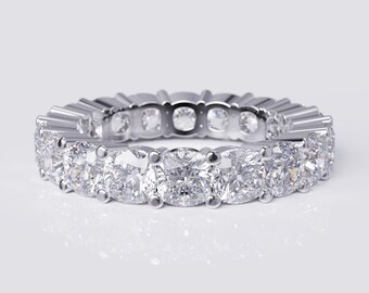 Cushion Cut Lab Grown Diamond Eternity Band 5.80 Carat 18k Solid Gold, Wedding Band, Eternity Band