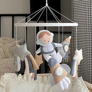 Crib Baby Mobile, Space Baby Mobile, Astronaut and space rockets , Space nursery decor, Baby shower, Nursery mobile, Baby boy