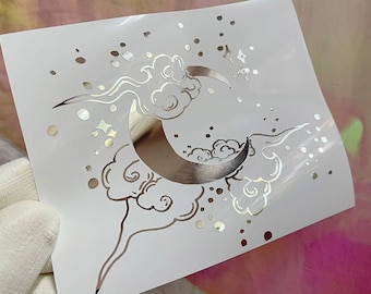 Moon and Stars | Cute Vinyl Decal Sticker For Car, Laptop , Furniture , Phone , Mirror , Tumbler