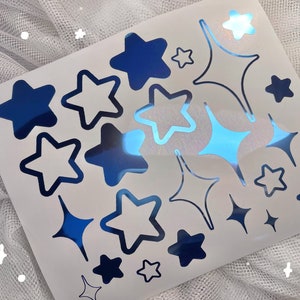 Mix of Stars and Sparkles Decal Sheet | Holographic | Waterproof | Kawaii for car, laptops, furniture , mirror, water bottle, phone, tumbler
