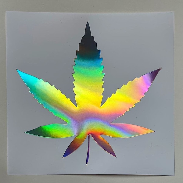 Holographic Cannabis Marijuana Weed Pot Leaf Vinyl Decal