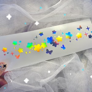 Flower Star Butterfly Holographic Vinyl Decal | Handmade