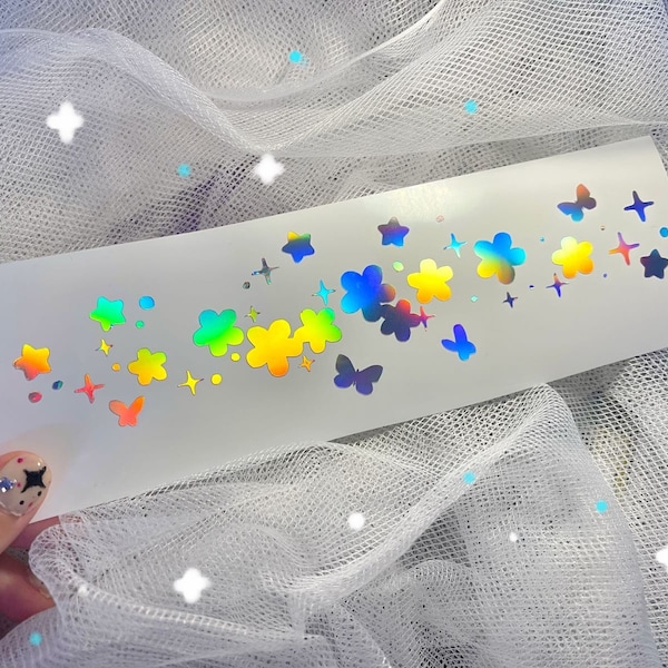 Flower Star Butterfly Holographic Vinyl Decal | Handmade