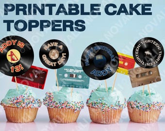 Billie Eilish Custom Name Personalized Cake Topper Digital Download Printable Cake Decoration Stickers Cassette Vinyl Birthday Party Cupcake
