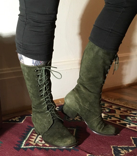 Colin Stuart Green Suede Boots