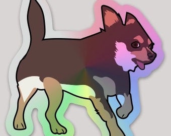 Brown Chihuahua Holographic Sticker