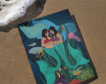 Love is Love Mermaid LGBTQ+ Art Postcard