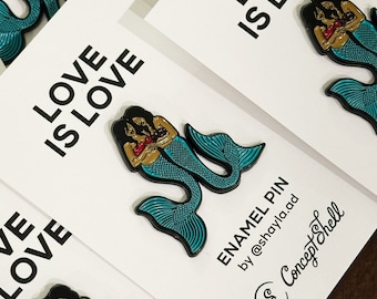 LGBTQ+ Mermaids Enamel Pin - Love is Love