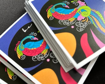 Colorful Peacock Art Cards