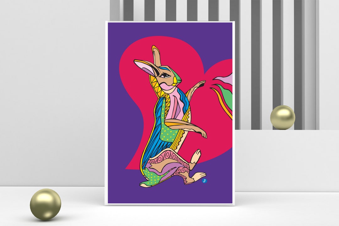 Year of the Rabbit Art Print, Colorful Lunar New Year Poster - Etsy