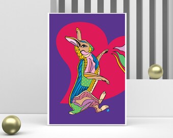 Year of the Rabbit Art Print, Colorful Lunar New Year Poster
