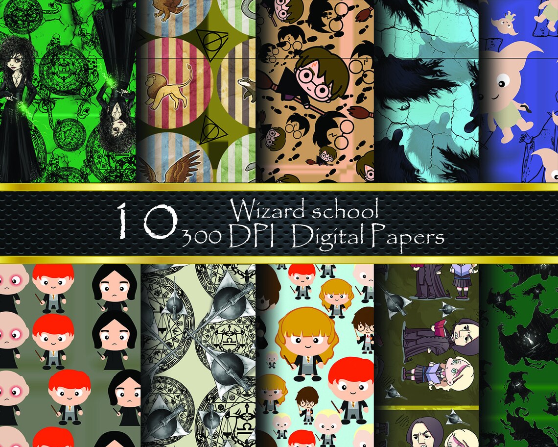 10 Harry Potter digital papers clipart scrapbooking paper | Etsy