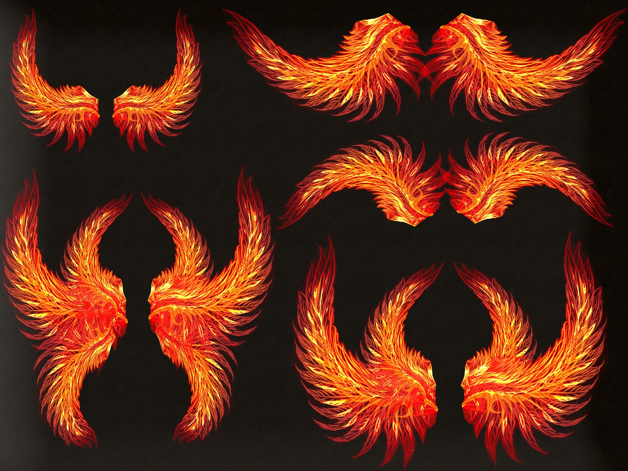 55 Fire Wing Overlays Phoenix Wings Fire Wings Flame Wings Etsy Australia