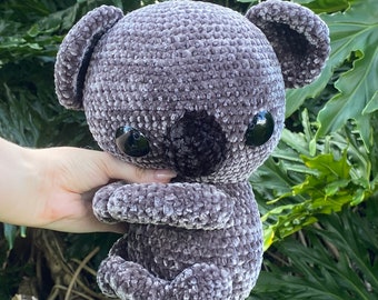 Handmade Cuddly Crochet Velvet Koala Plushie Stuffed Animal