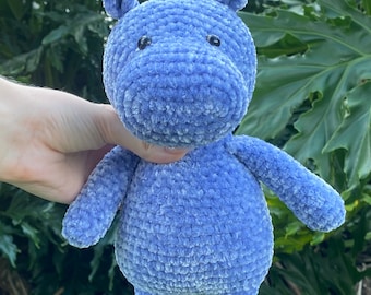 Handmade Cuddly Crochet Hippo Plushie Stuffed Animal *Available in Two Colors*