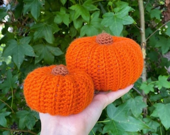 Handmade Crochet Pumpkin Plushie Decoration for Halloween and Fall