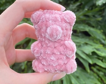 Handmade Crochet Mini Velvet Gummy Bear Plushie Stuffed Animal *available in many colors* (with Optional Keychain)