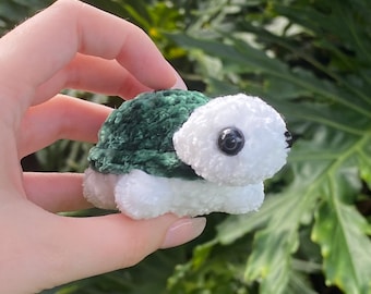 Handmade Crochet Mini Velvet Turtle Plushie Stuffed Animal *available in many colors* (with Optional Keychain)