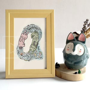 Rabbit Races Watercolor Bunny Nursery Wall Decor | Folk Rabbit Cute Animal Artwork | Woodland Nursery Running Bunny Art | RBBTRCES