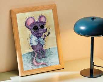 Creepy Cute Art Surreal Art Print | Weird Art Illustrated Print Affordable Wall Art | Lowbrow Art Water Color Prints Edgy Art | PRPLMOUSE