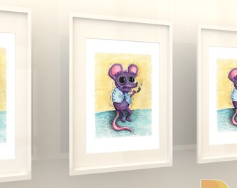 Creepy Cute Art Surreal Art Print | Weird Art Illustrated Print Affordable Wall Art | Lowbrow Art Water Color Prints Edgy Art | PRPLMOUSE
