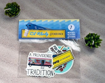 Paquete de calcomanías de Rhode Island, paquete de calcomanías de vinilo ilustradas y lindas, paquete de calcomanías de Rhode Island Art Home, planificador de paquetes de calcomanías de estado, RISTKR