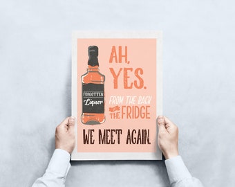 おもしろい忘れられた酒のデジタルアートプリント | カクテルウォール インスタントアート 印刷可能 酒飲み向け | ウイスキー酒アートの即時ダウンロード | FRDGELQR