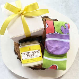 Sponge Gift Set - Candle and Sock Gift Set - Ugly & Proud Soy Candles - Sponge Candles - Soy Wax Candle