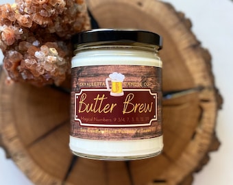 Butter Brew Candle: Bourbon Butterscotch Caramel Scented Soy Wax Candle